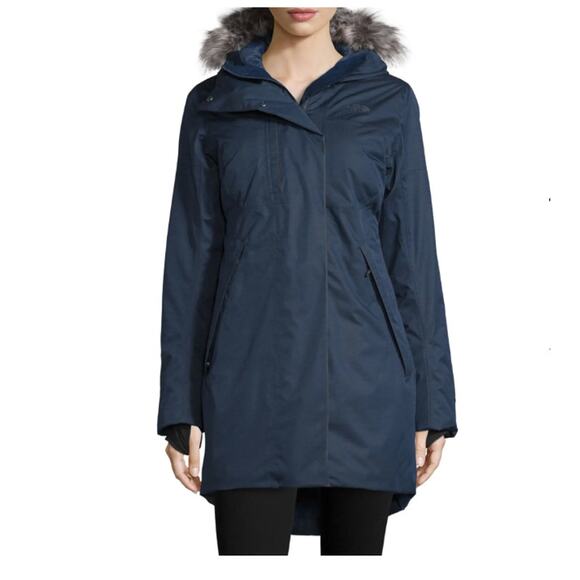The North Face Women Far Northern Hooded Faux-Fur-Trim Parka Jacket Small - Picture 1 of 8